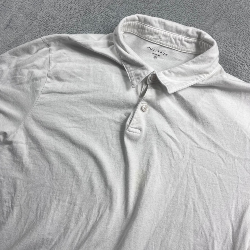 Mott & Bow Mens White Short Sleeve Cotton Polo Shirt Size M Made in Peru